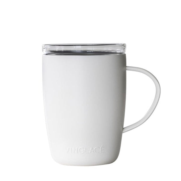 Glass Lined Insulated Coffee Mug - White