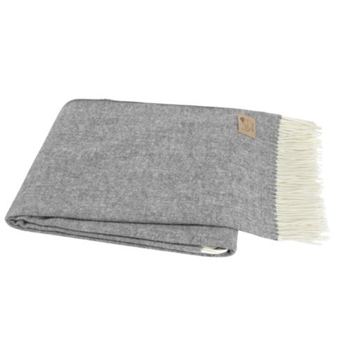 Monogrammed Herringbone Throw Blanket - Charcoal Gray