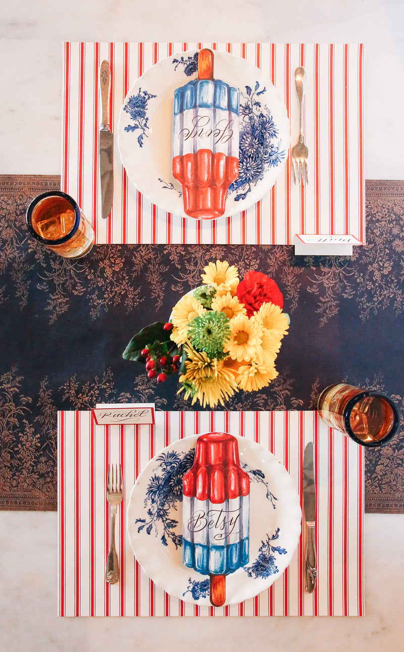 Hester & Cook Red Ribbon Stripe Paper Placemats