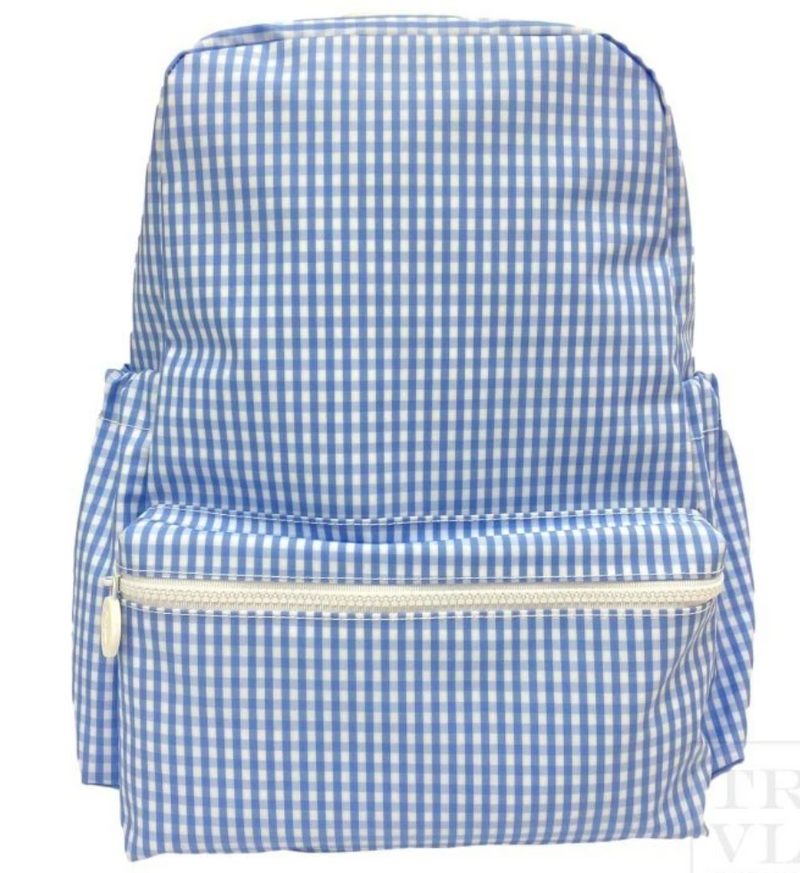 Coated Backpack Light Blue Gingham