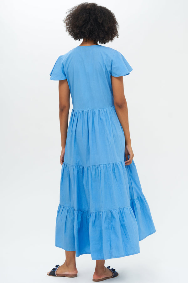 Oliphant Blue V Neck Maxi Dress