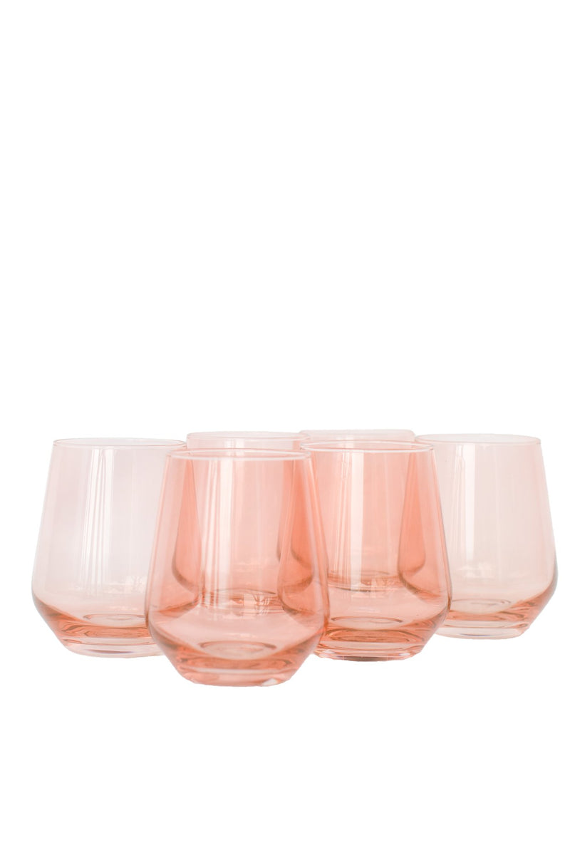 Estelle Colored Stemless Wine Glasses - Blush Pink