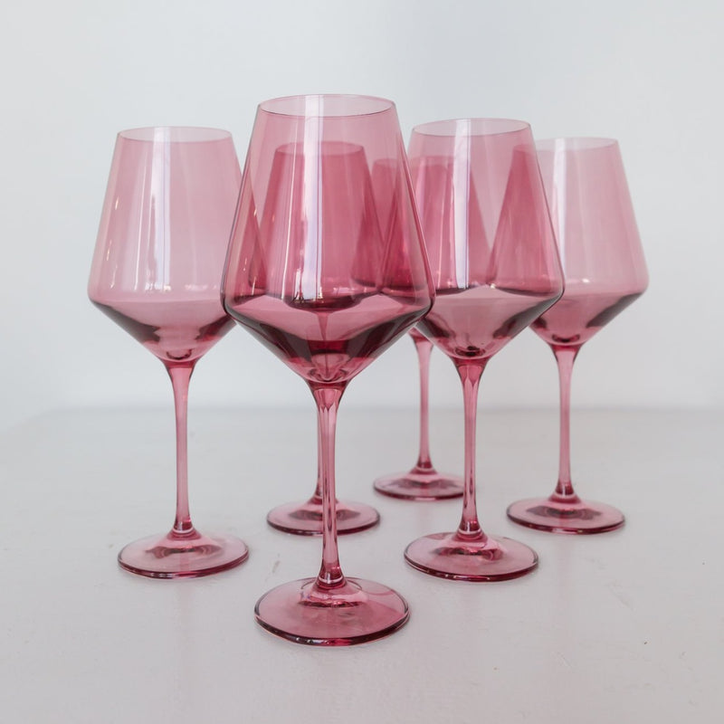 Estelle Colored Wine Glasses - Rose Pink