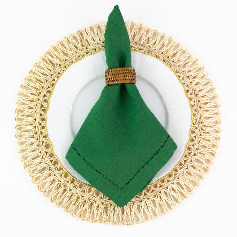 Monogrammed Festival Linen Dinner Napkins - Emerald