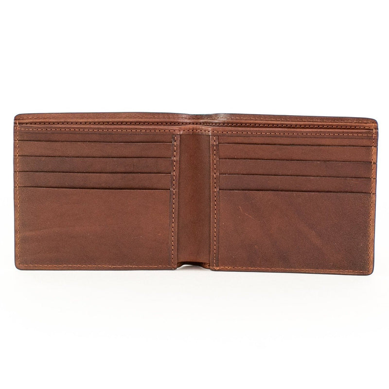 Vachetta Leather Bi-Fold Wallet - Brown shown open - with Monogram