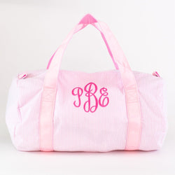 Personalized Children's Duffle Bag - Pink Seersucker