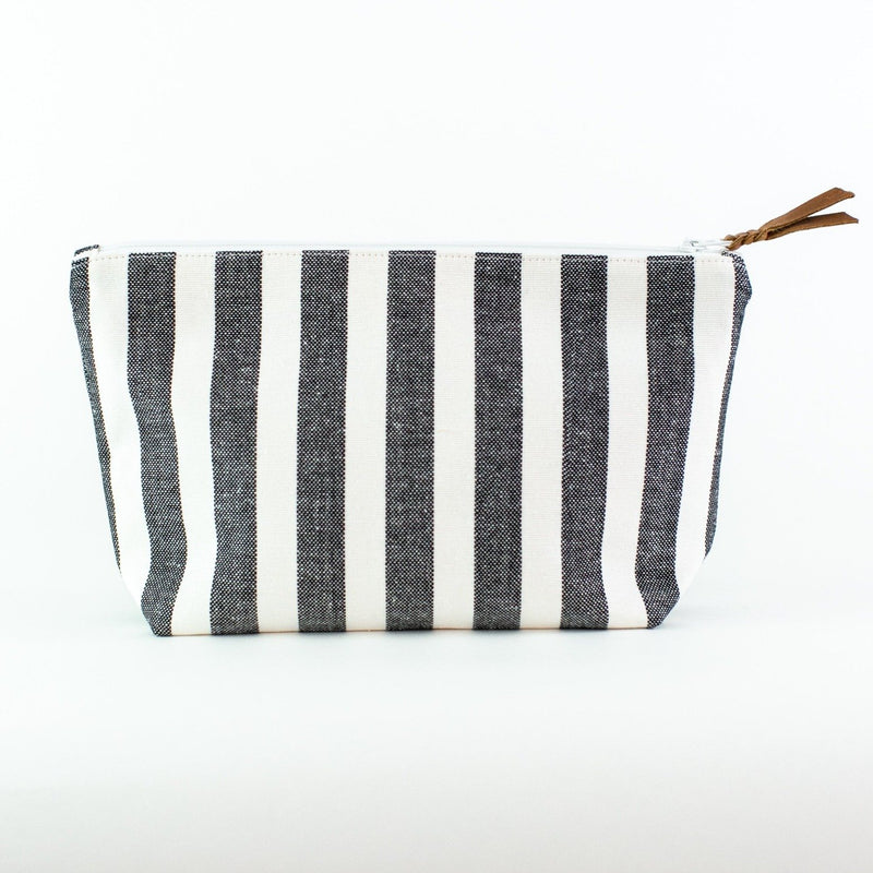 Striped Travel Bag - Monogrammed - El Felipe (dark gray and white)