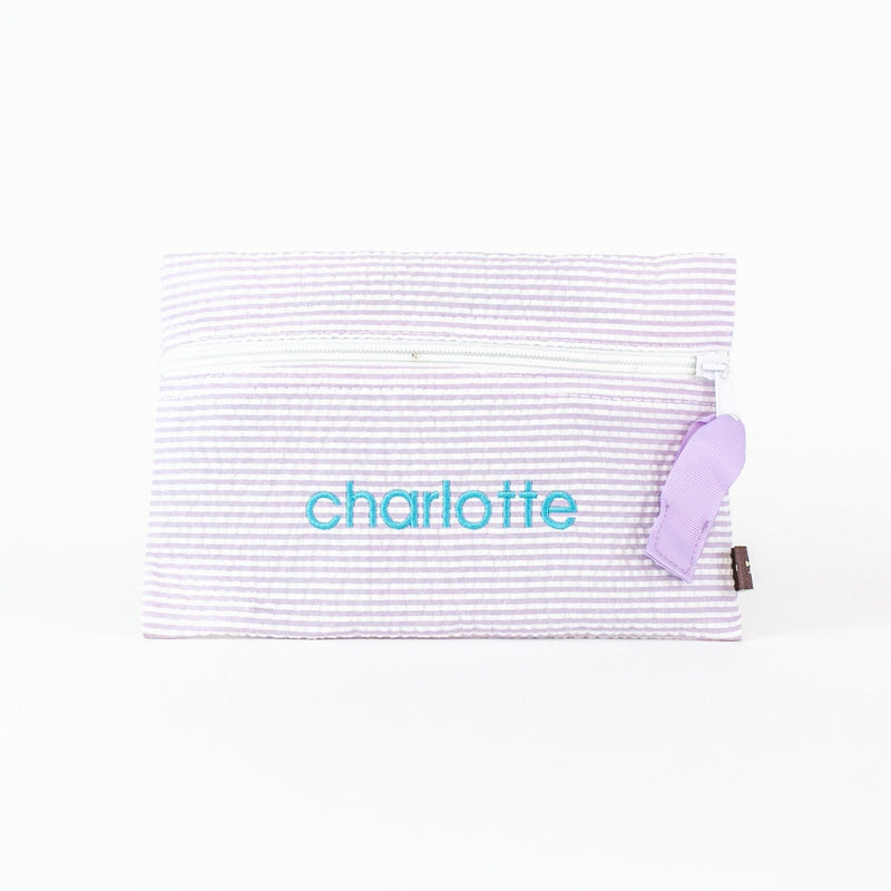 Personalized or Monogrammed Flat Zip Pouch - Lilac