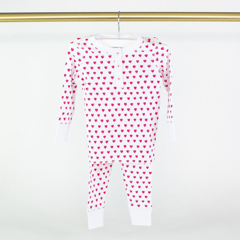 Pink Hearts Children's Pajamas - Monogram or Personalize