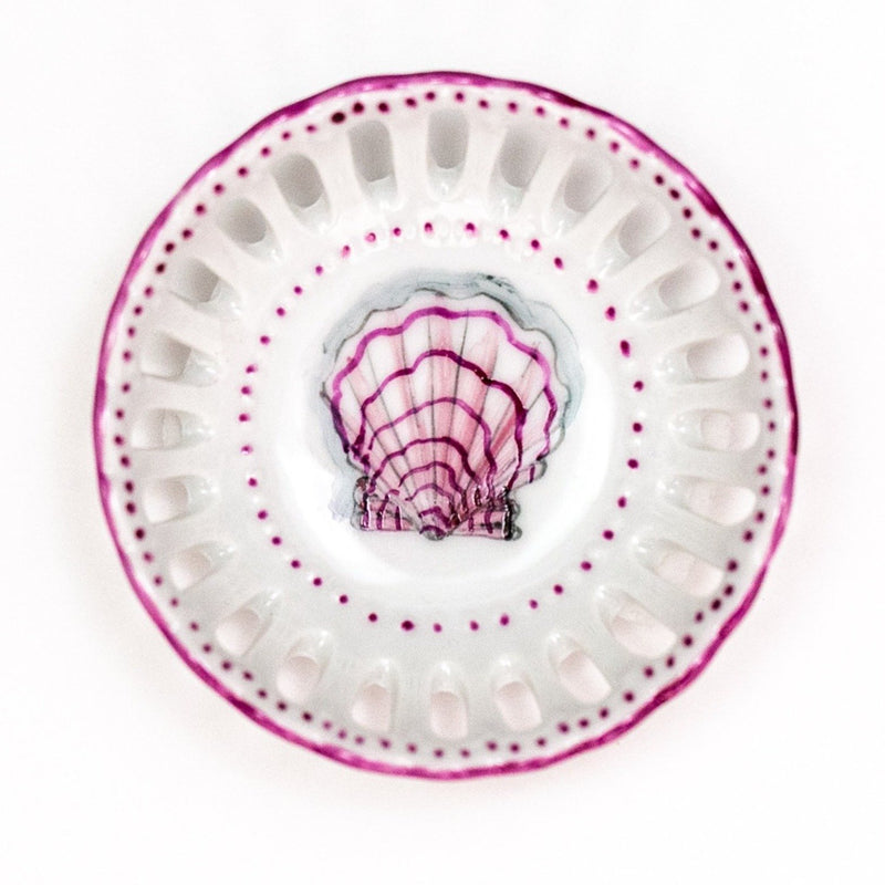 Hand painted porcelain ring dish - Pink Shell