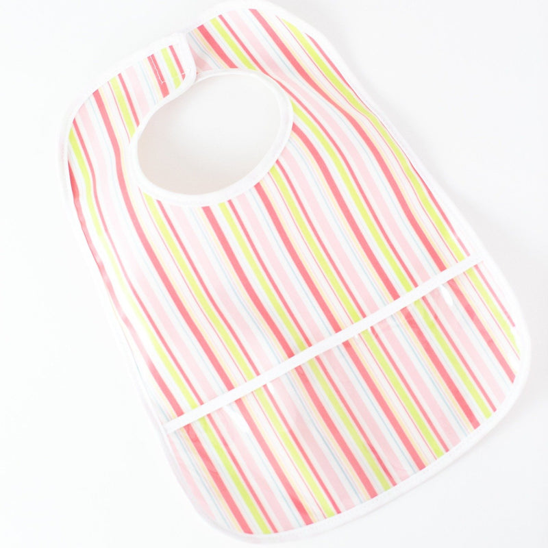 Laminated Bib - Pink Striped - Personalized or Monogrammed