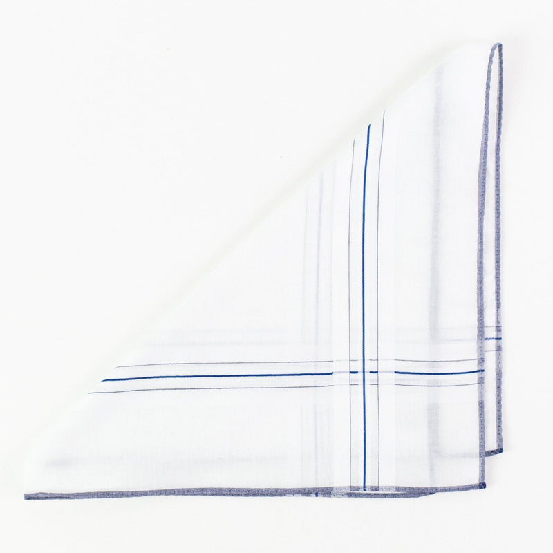 Men's Cotton Handkerchief - Monogram - White/Navy