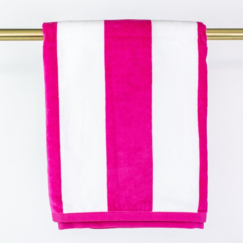 pink stripe cabana beach towel