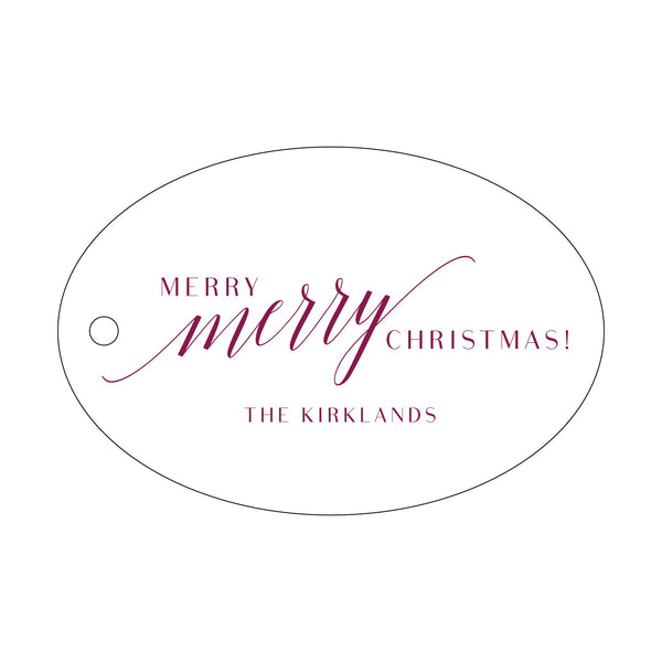 Merry Merry Christmas Letterpress Gift Tags - Personalized