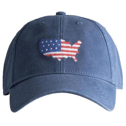 Needlepoint Baseball Hat - Adult - USA - Navy