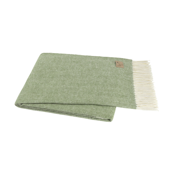 Monogrammed Herringbone Throw Blanket - Olive Green