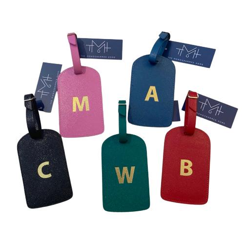 Monogrammed Amelia Leather Luggage Tag - Various Colors
