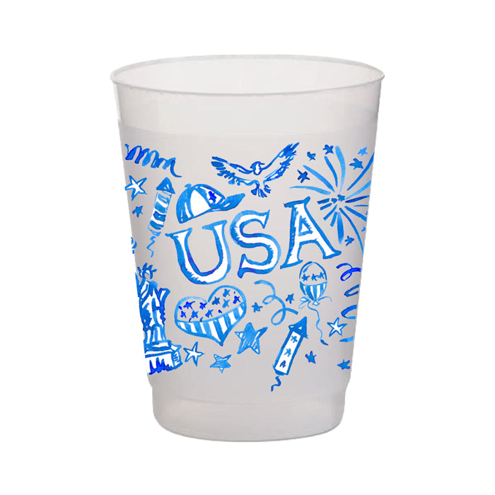 USA Toile Grab & Go Cups