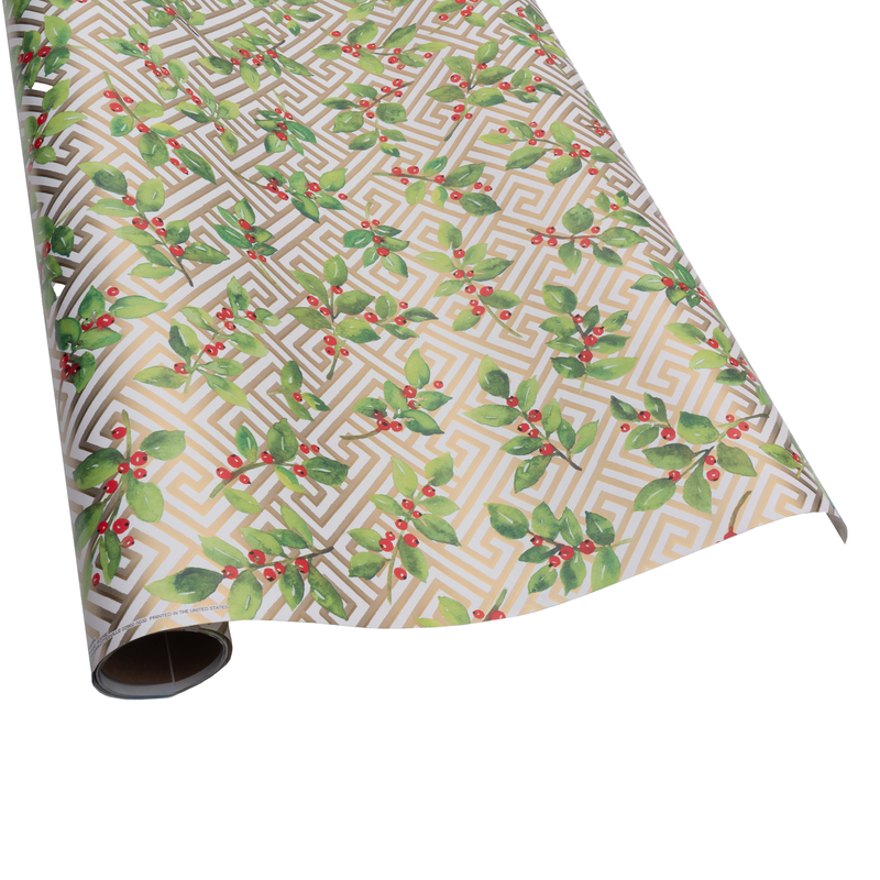 Holly & Fretwork Wrapping Paper