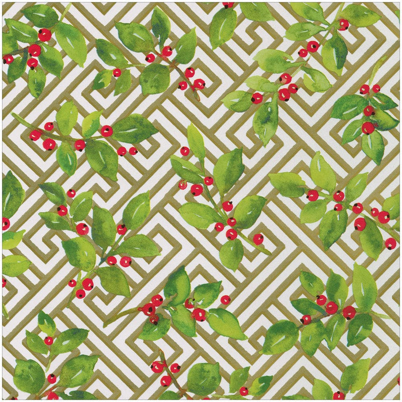 Holly & Fretwork Wrapping Paper