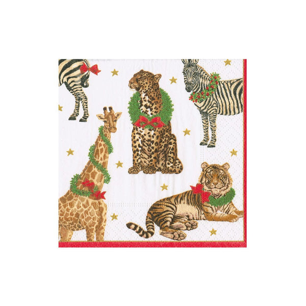 Caspari Wild Christmas Cocktail Napkins