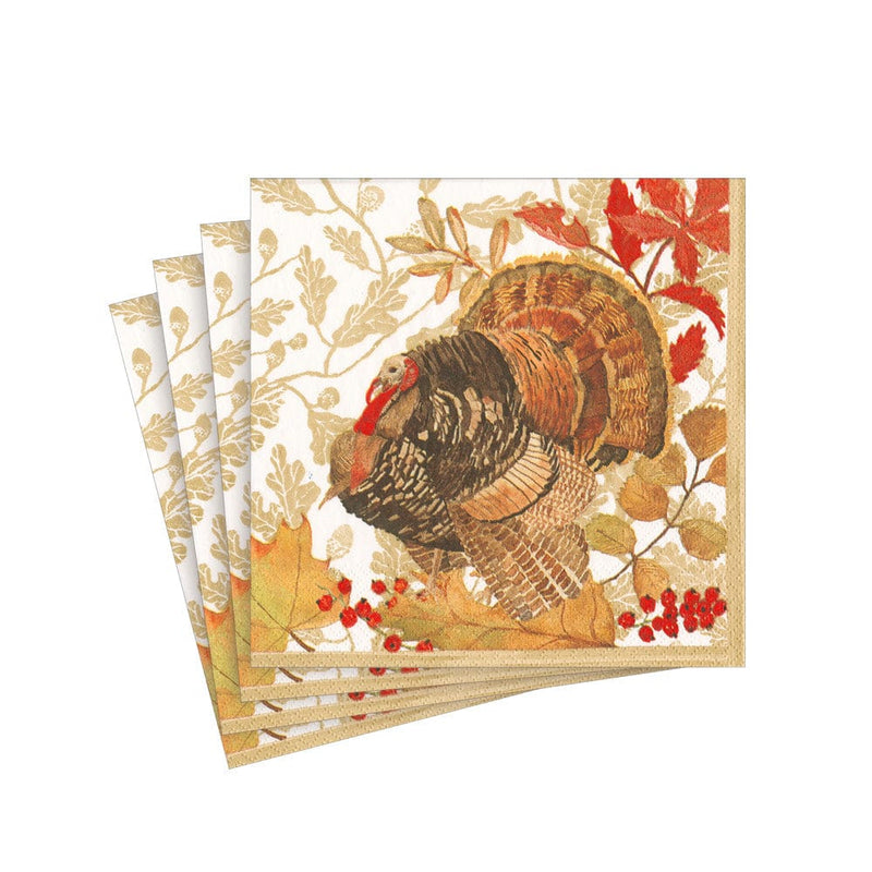 Caspari Woodland Turkey Paper Cocktail Napkins