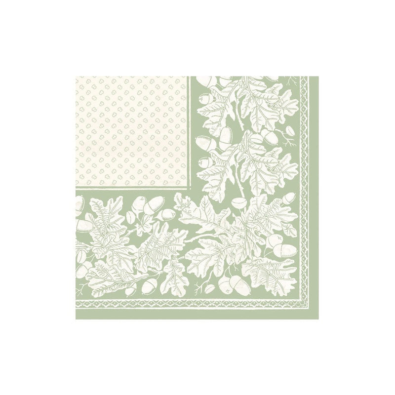 Sage Green Oak Leaves & Acorns Cocktail Napkins