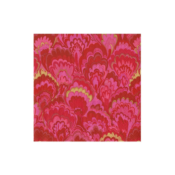 Red & Fuchsia Marbled Ceramica Cocktail Napkins