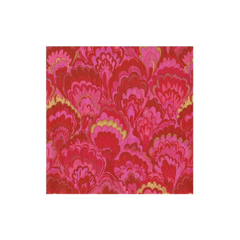 Red & Fuchsia Marbled Ceramica Cocktail Napkins