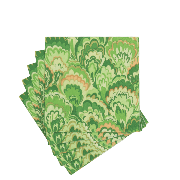 Green Marbled Ceramica Cocktail Napkins