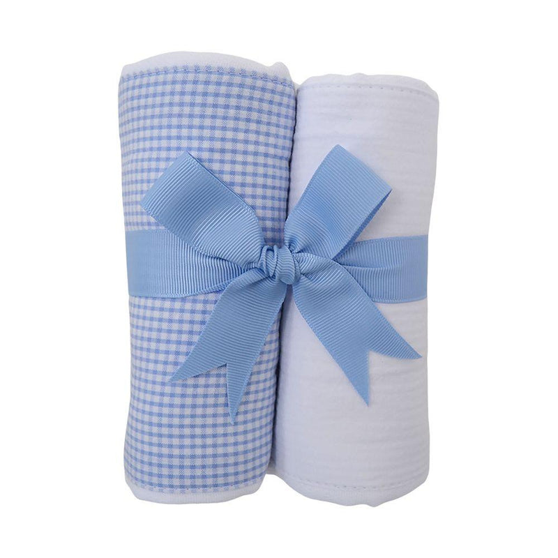Blue Gingham Burp Pad Set