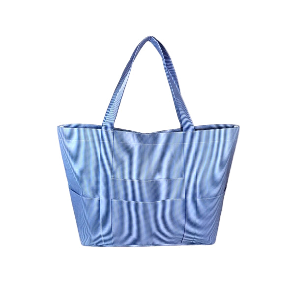 Seersucker Coated Tote - Navy
