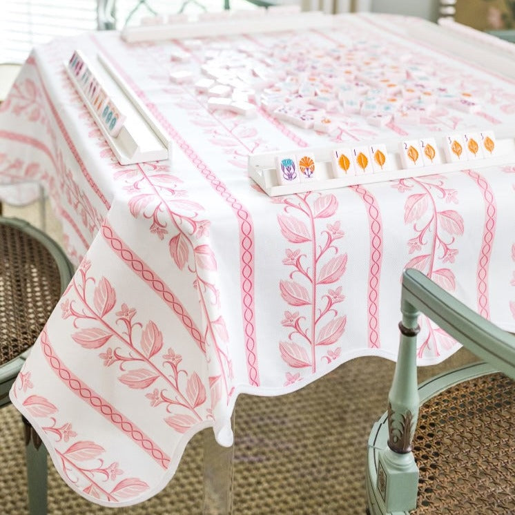 Fenwick & Field Pink Botanical Stripe Game Table Topper