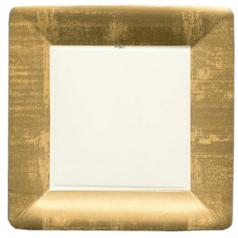 Caspari Gold Leaf Square Paper Dinner Plates