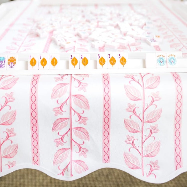 Fenwick & Field Pink Botanical Stripe Game Table Topper