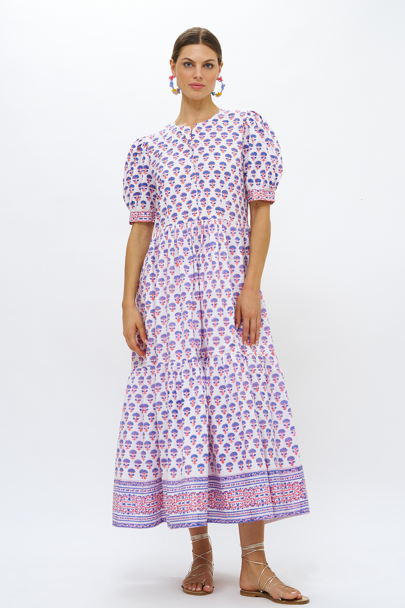 Alsace Peri Button Cuff Sleeve Maxi Dress