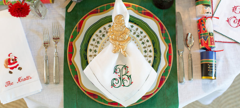 Personalized hostess gifts, tabletop, pajamas and ornaments for Christmas. 