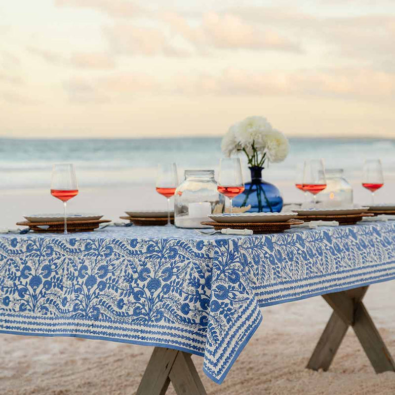 Blue Cactus Flower Tablecloth