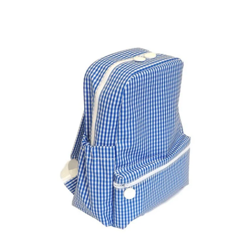 Gingham Coated Backpack - Royal Blue