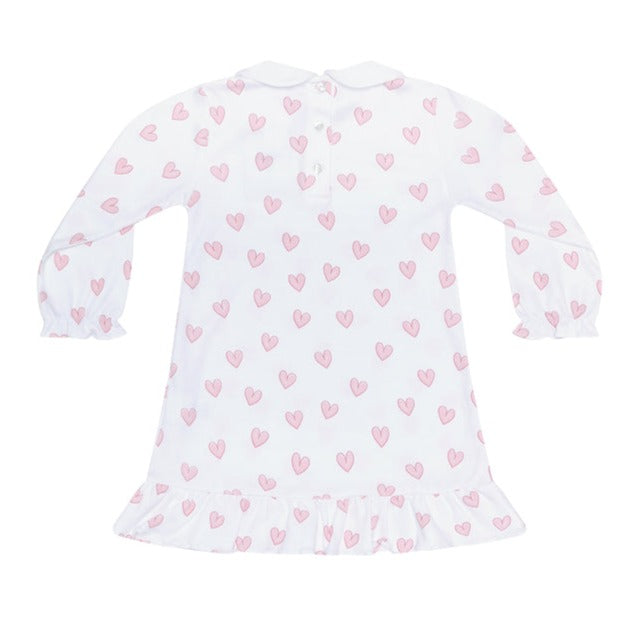 Nellapima Pink Heart Print Long Sleeve Playtime Gown