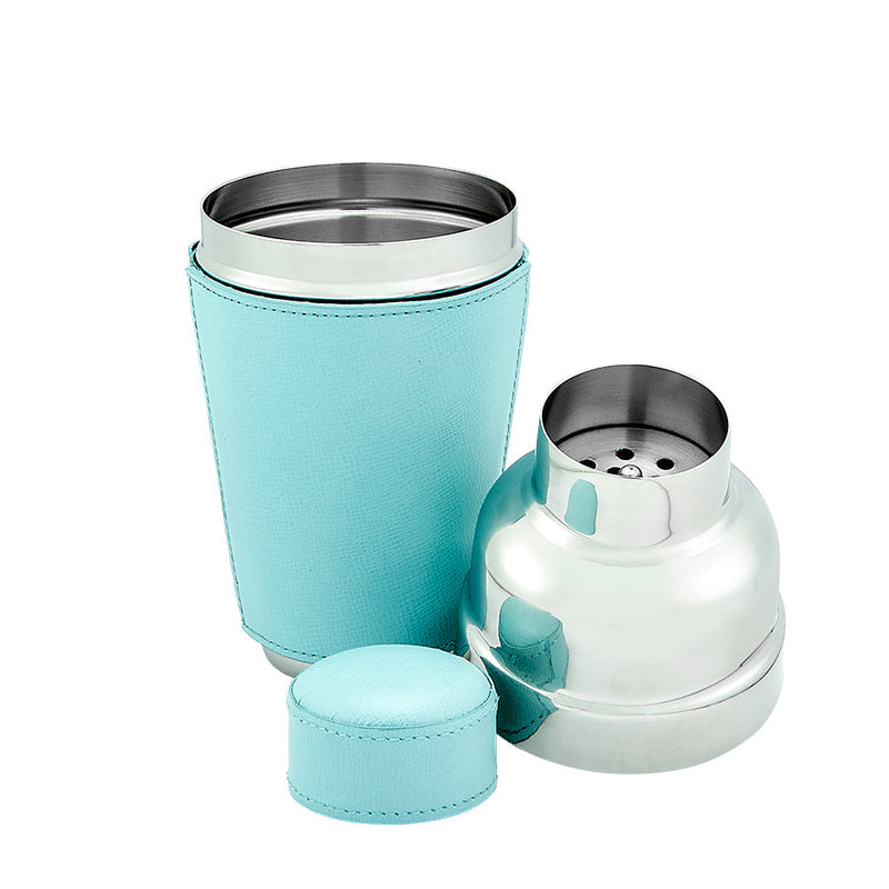 Leather Cocktail Shaker - Robin's Egg Blue - Graphic Image