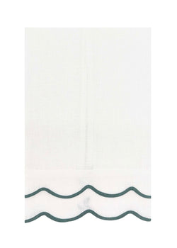 Double Wave Linen Guest Towel - Forest Green