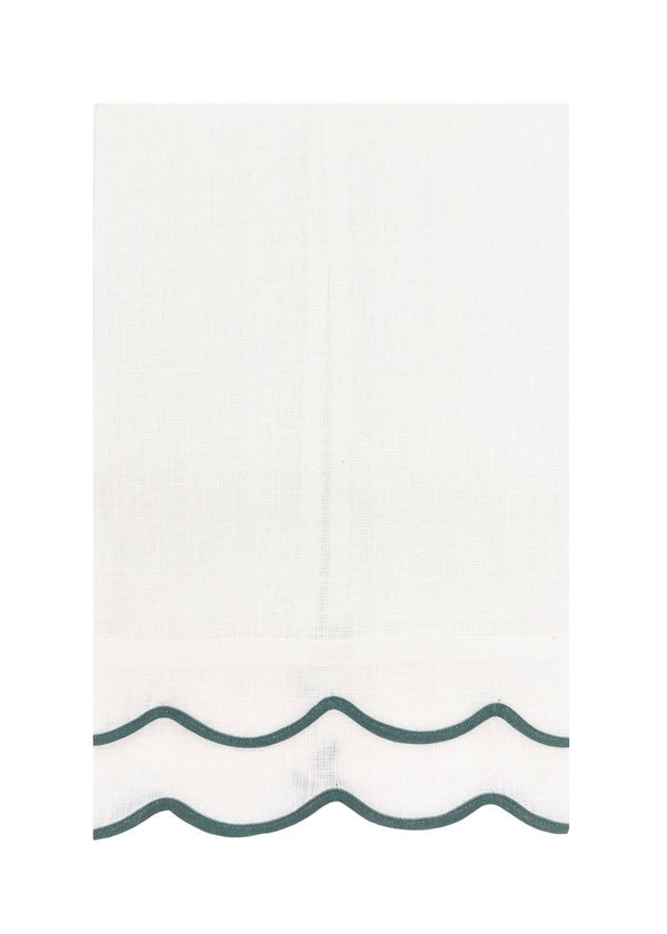 Double Wave Linen Guest Towel - Forest Green