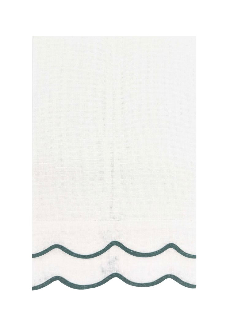 Double Wave Linen Guest Towel - Forest Green