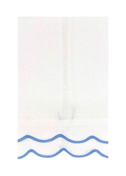 Double Wave Linen Guest Towel - Cornflower Blue