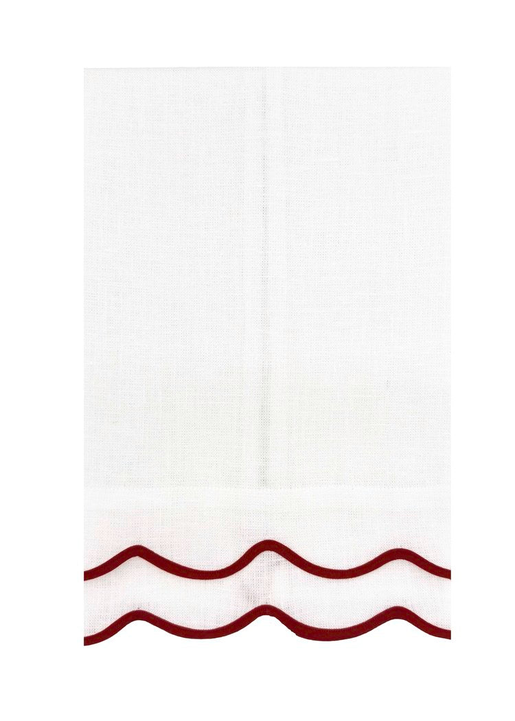 Double Wave Linen Guest Towel - Burgundy