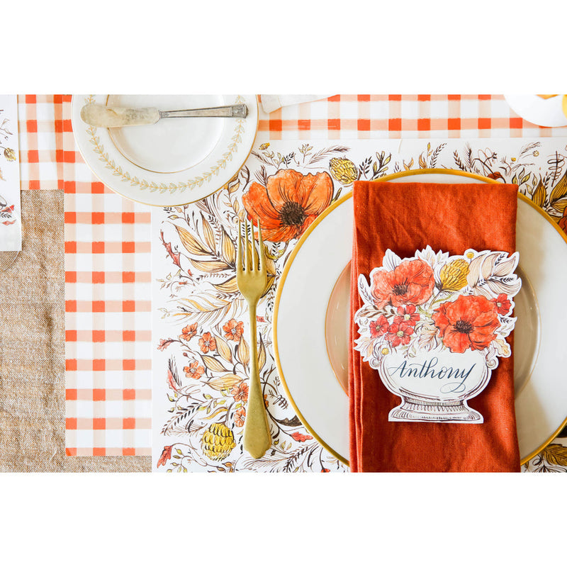 Hester & Cook Orange Check Paper Placemats