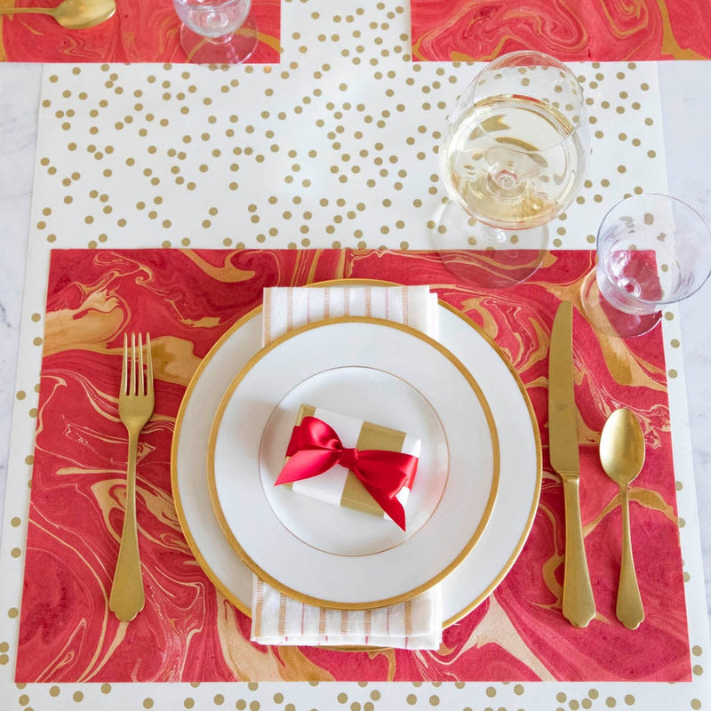 Hester & Cook Red & Gold Marbled Paper Placemats