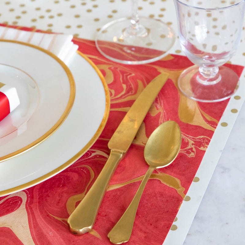 Hester & Cook Red & Gold Marbled Paper Placemats