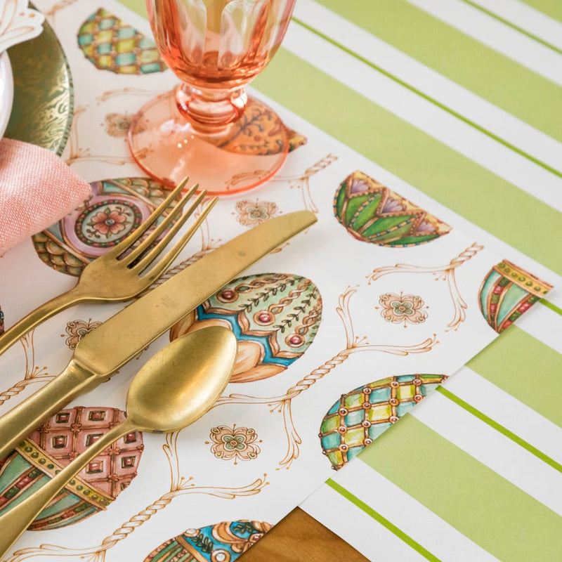 Hester & Cook Green Stripe Paper Table Runner